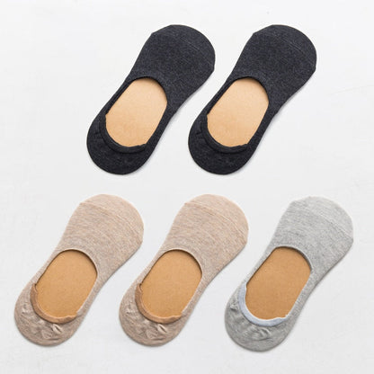 5 Pairs Spring Summer Women Socks Solid Color Fashion Wild Shallow Mouth Girls Female Invisible No Show Slipper Socks